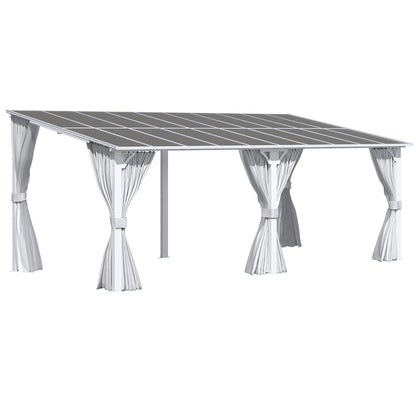 YODOLLA 20'x10' Outdoor Lean to Gazebo Pergola with Curtain and Netting for Patio, White