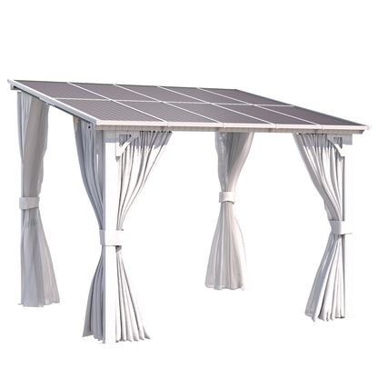 YODOLLA 10'x8' Outdoor Lean to Gazebo Pergola with Curtain and Netting for Patio, White