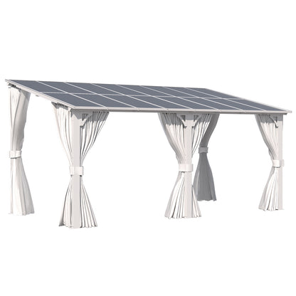 YODOLLA 16'x8' Outdoor Lean to Gazebo Pergola with Curtain and Netting for Patio, White