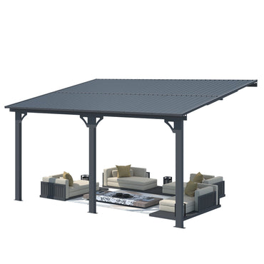 YODOLLA 10x14 Outdoor Hardtop Gazebo Adjustable Height (6.5-9.8Ft) Pergola