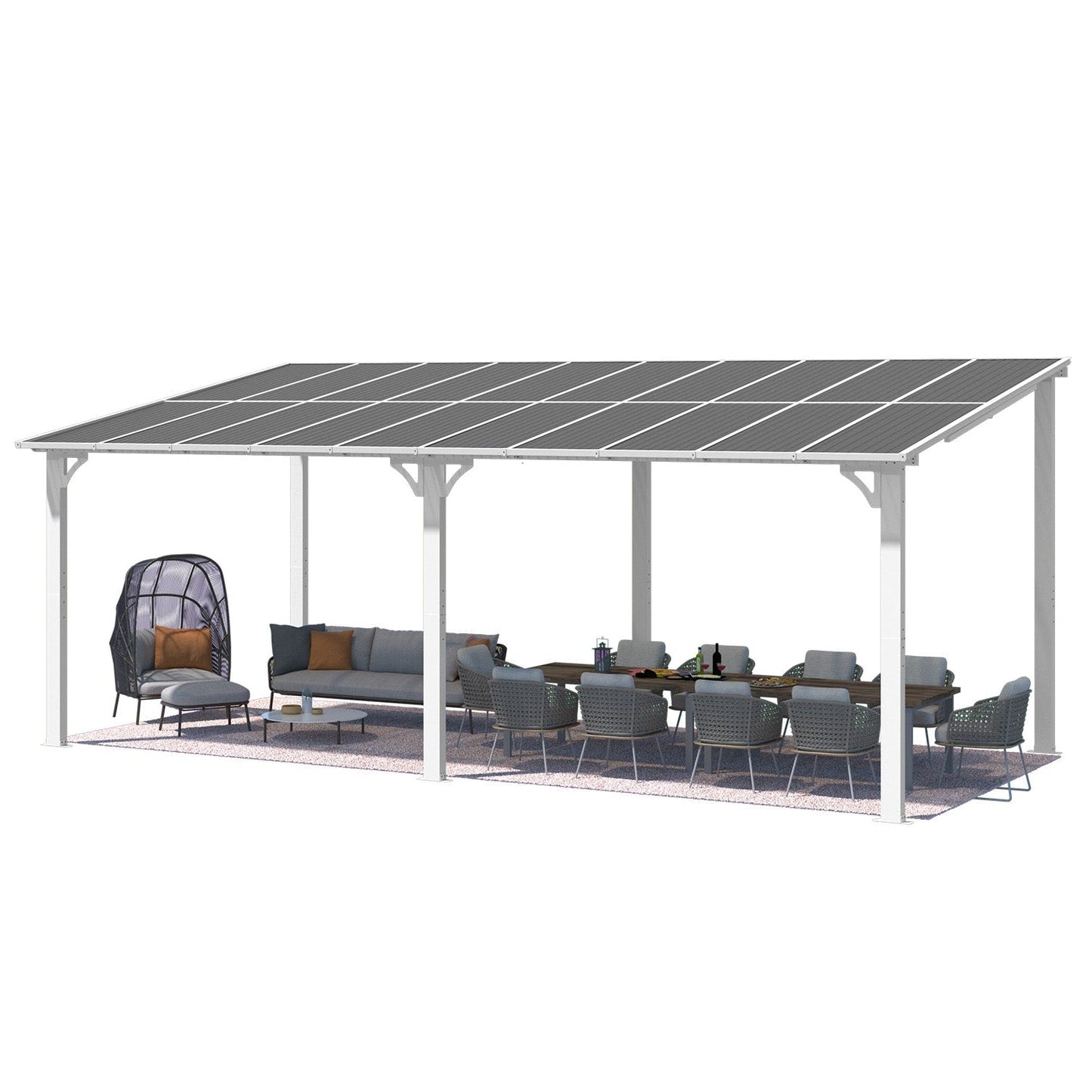 YODOLLA 20'x10' Wall Mounted Gazebos Pergola, White