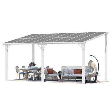 YODOLLA 16'x8' Wall Mounted Gazebos Pergola, White