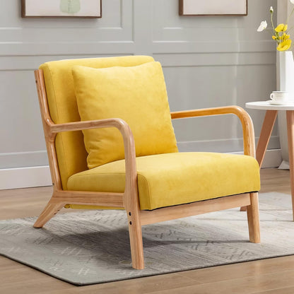 YODOLLA Accent Chair Reading Armchair, Linen Yellow