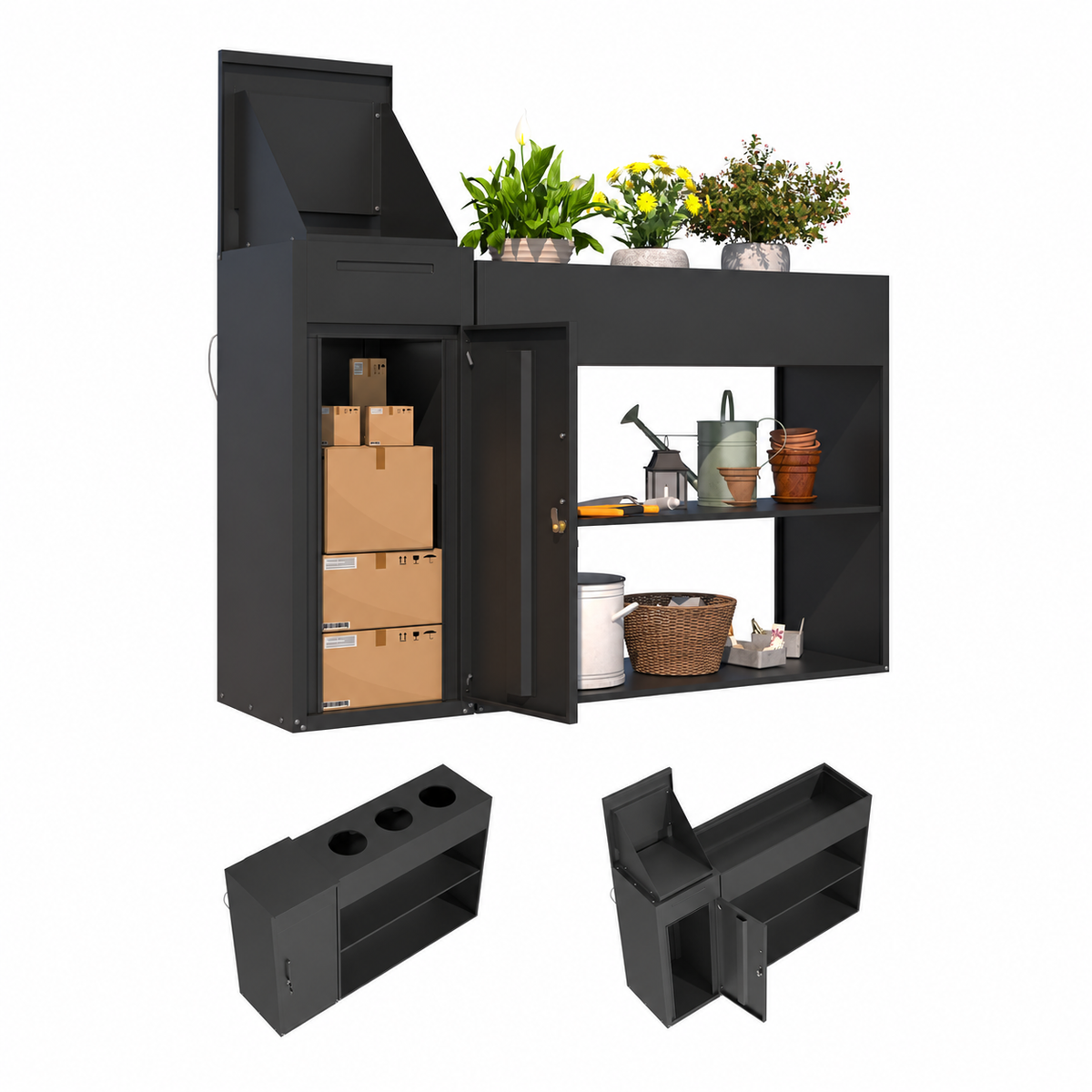 YODOLLA Package Delivery Box for Outside(Black,60.6’’x17.3’’x36.6’’)