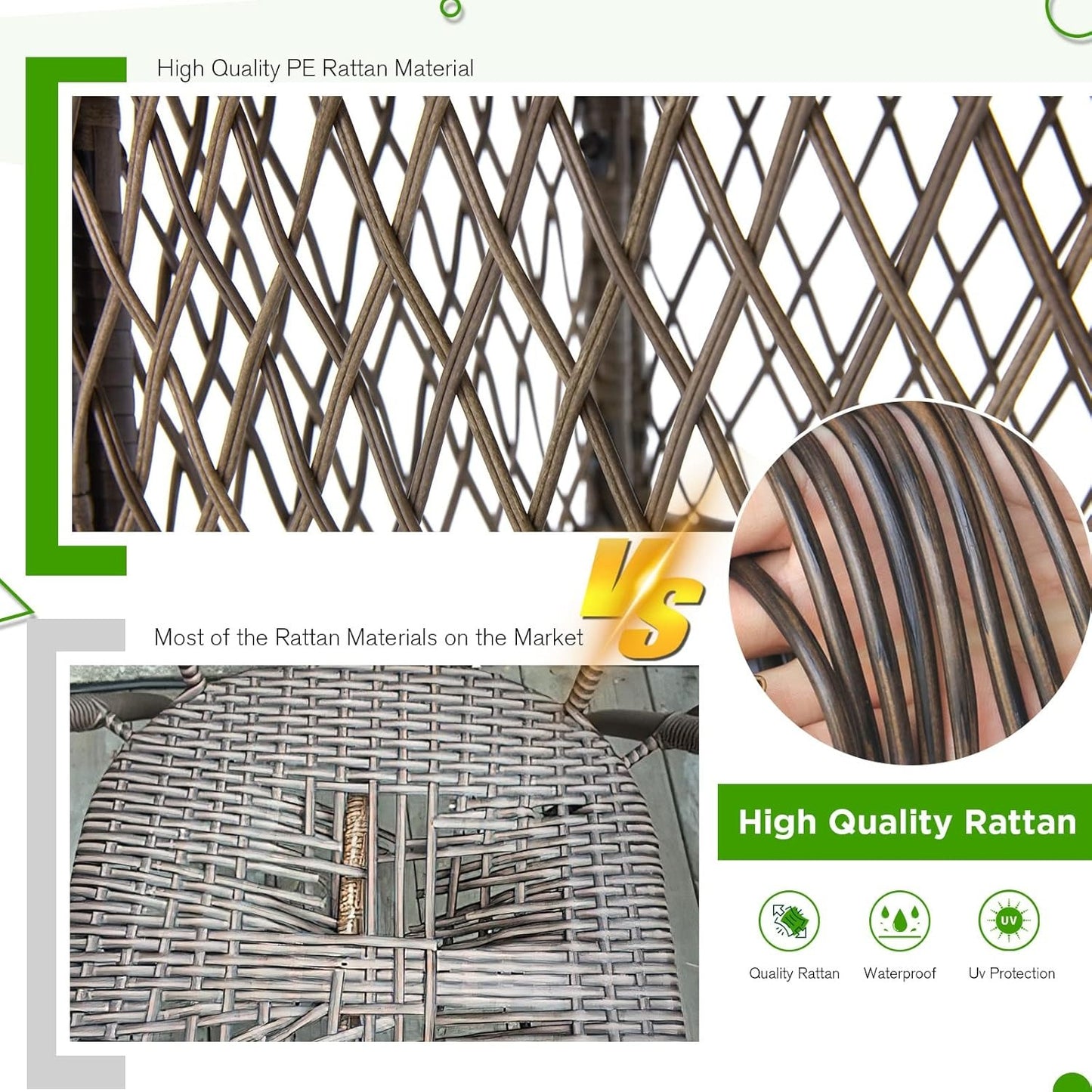 YODOLLA 7 Pieces Wicker Conversation Set with Ottoman Patio Furniture Set, Grey