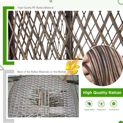 YODOLLA 7 Pieces Wicker Conversation Set with Ottoman Patio Furniture Set, Grey