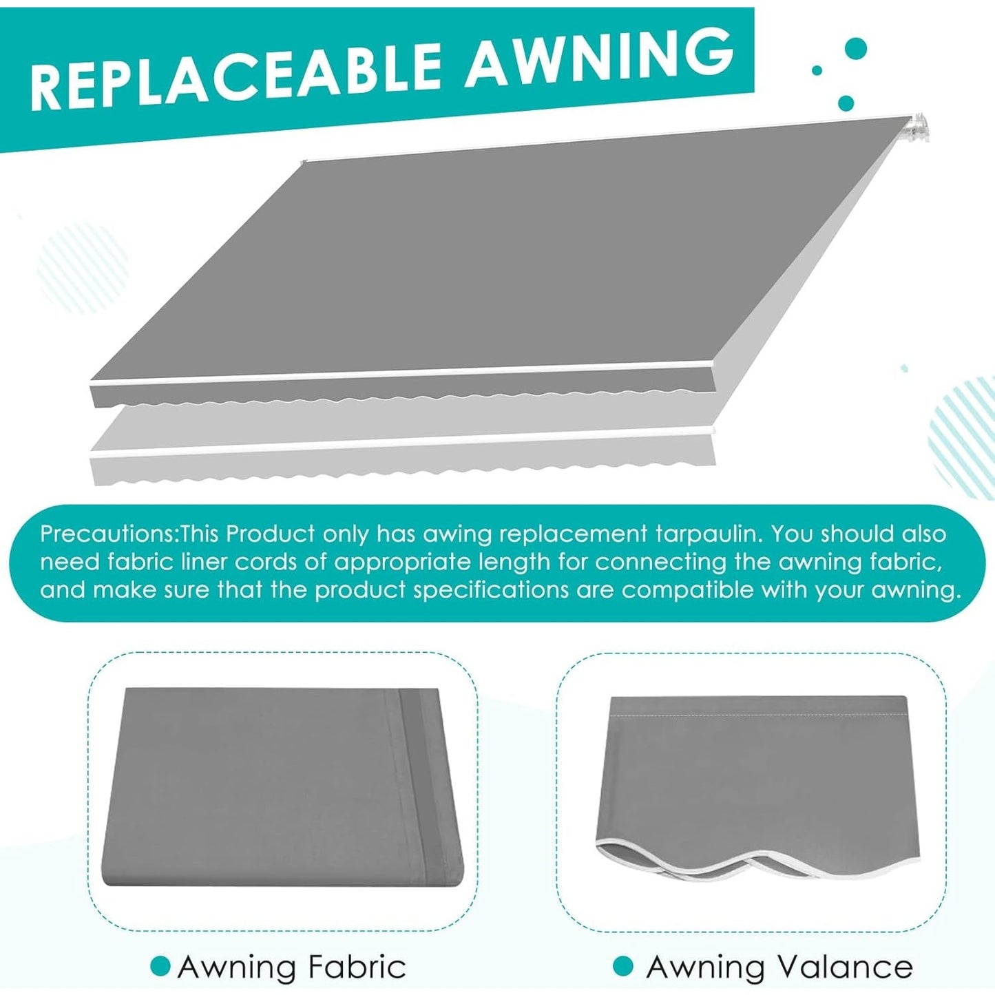 YODOLLA 13x10FT Retractable Awning Replacement Sunshade Canopy