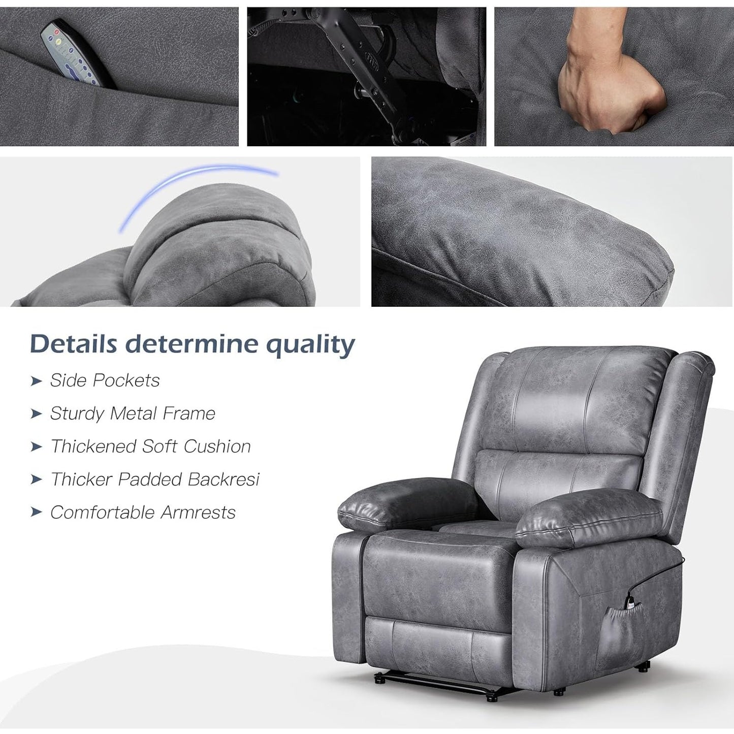 YODOLLA Massage Recliner Chair, Gray