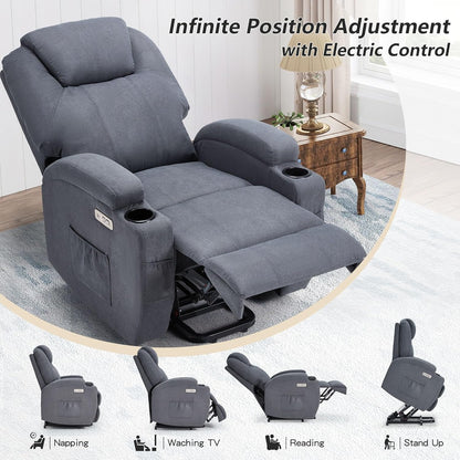 YODOLLA Power Lift Recliner Chair for Elderly with Side Pockets, Fabric, Blue
