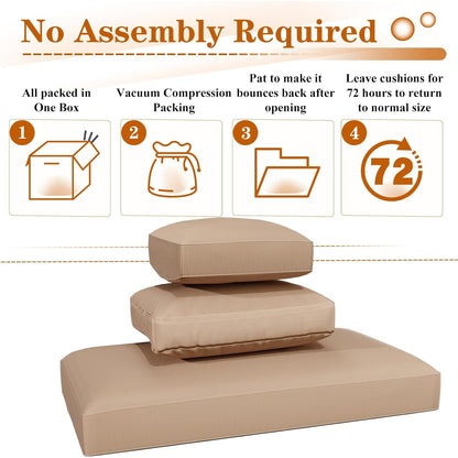 YODOLLA Outdoor Cushions, Fits 7-Seats Sectional Rattan Conversation Set, Memory Foam Cushions and Covers (Beige)