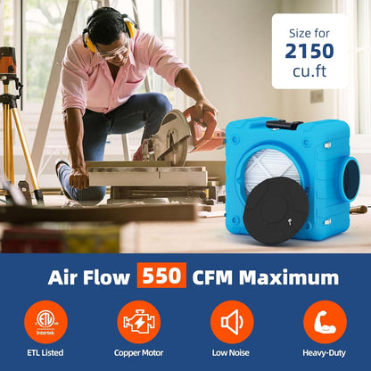 YODOLLA 550 CFM Air Scrubber with 3-Stage Filtration