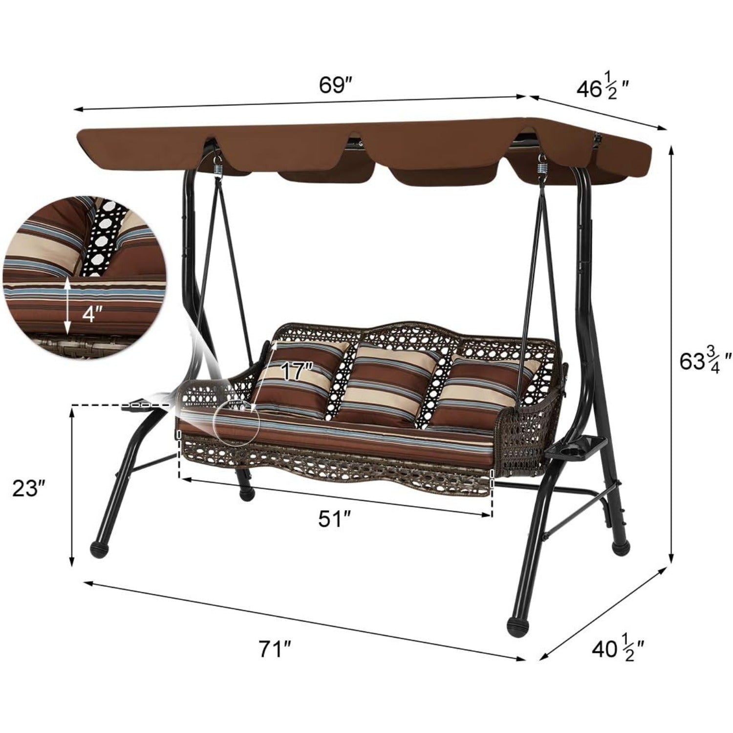 YODOLLA best porch swing for outdoor use