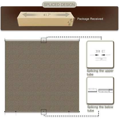 YODOLLA Outdoor UV Protection 6'(W) x 6'(H) Roller Shade, Mocha