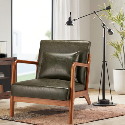 YODOLLA Accent Chair Reading Armchair, PU Leather Green