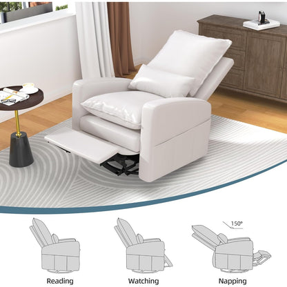 YODOLLA Rocking Chair Reclining Sofa Chair, Faux Leather White