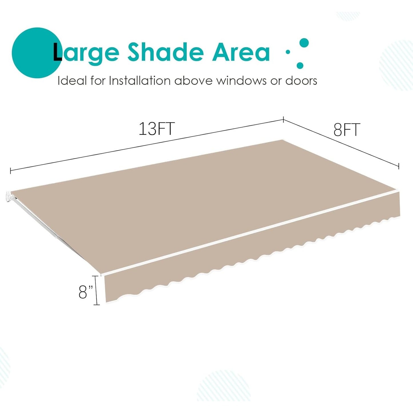 YODOLLA 13x8FT Retractable Awning Replacement Sunshade Canopy