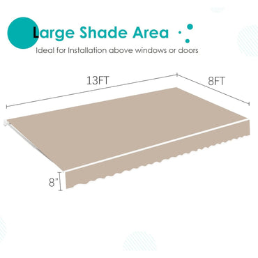 YODOLLA 13x8FT Retractable Awning Replacement Sunshade Canopy