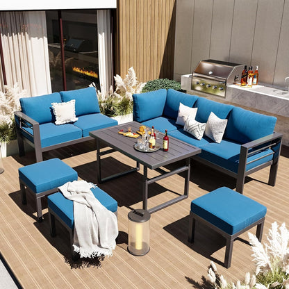 YODOLLA Outdoor Conversation Table and Chair Sets for Lawn Furniture Set, Navy
