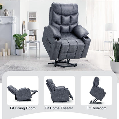 YODOLLA Massage Power Lift Recliner for Elderly, Faux Leather, Bronze Dark Grey