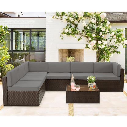 YODOLLA gray and brown outdoor dining set