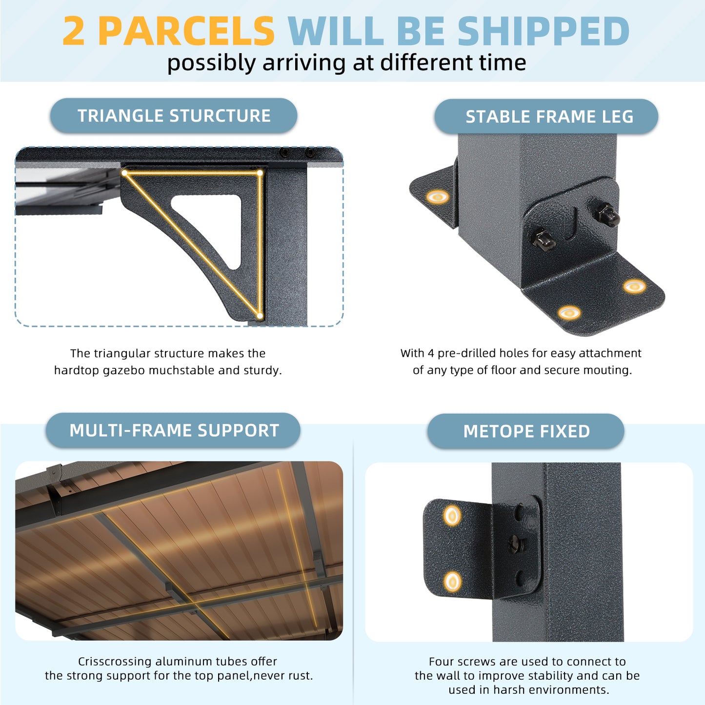 YODOLLA 12' × 10’ Adjustable Height Outdoor Gazebo Pergola for Patio