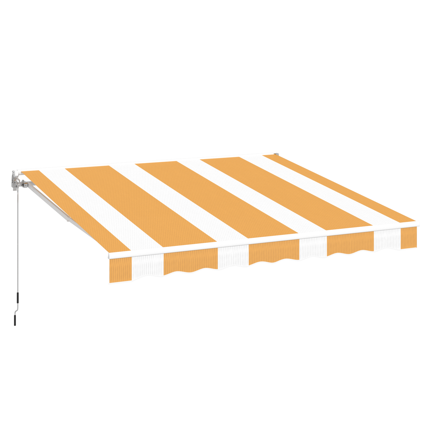 YODOLLA 13'×10' manual retractable awning, yellow stripes.