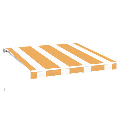 YODOLLA 13'×10' manual retractable awning, yellow stripes.