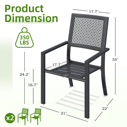 YODOLLA Outdoor Metal Dining Chairs, Set of 2