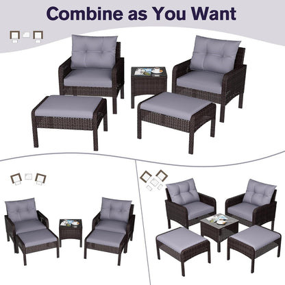 YODOLLA Outdoor 5 Pieces Patio Furniture Set, Grey