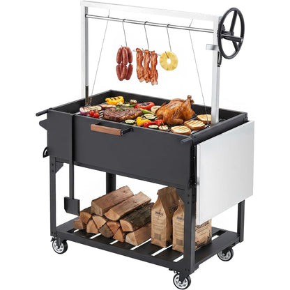 YODOLLA BBQ Grill, Wood & Charcoal Grill with Adjustable Cranking System