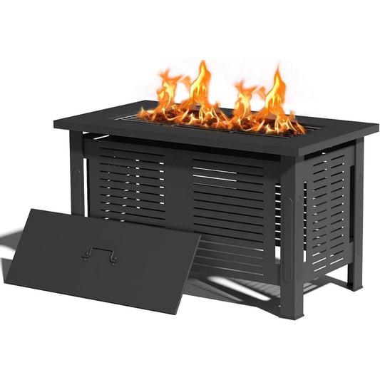 YODOLLA Fire Pit Table, Firepit Outdoor Table, 43 Inch, Black