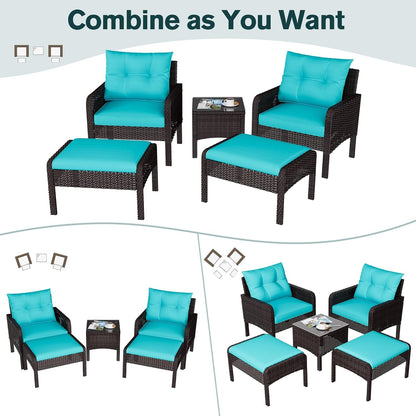 YODOLLA Outdoor 5 Pieces Patio Furniture Set, Blue