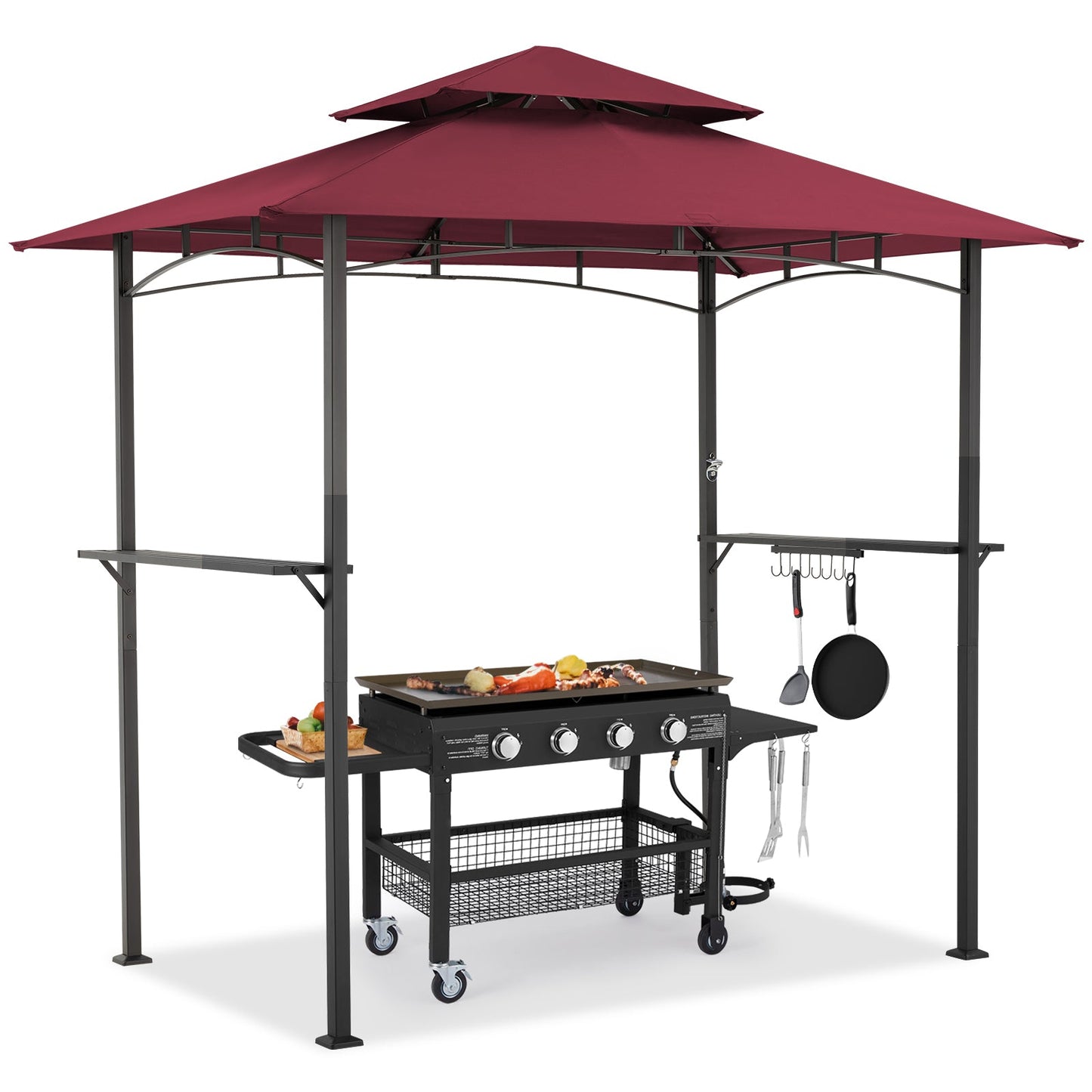 YODOLLA BBQ grill canopy gazebo, wine red.