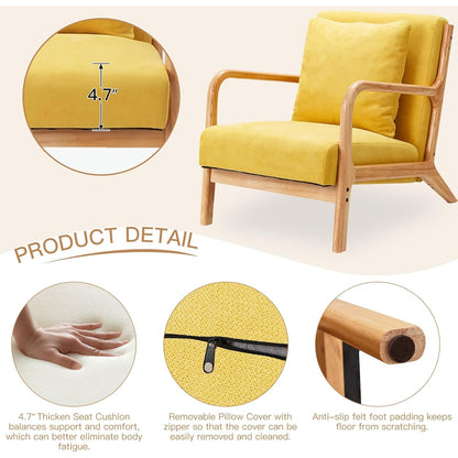 YODOLLA Accent Chair Reading Armchair, Linen Yellow