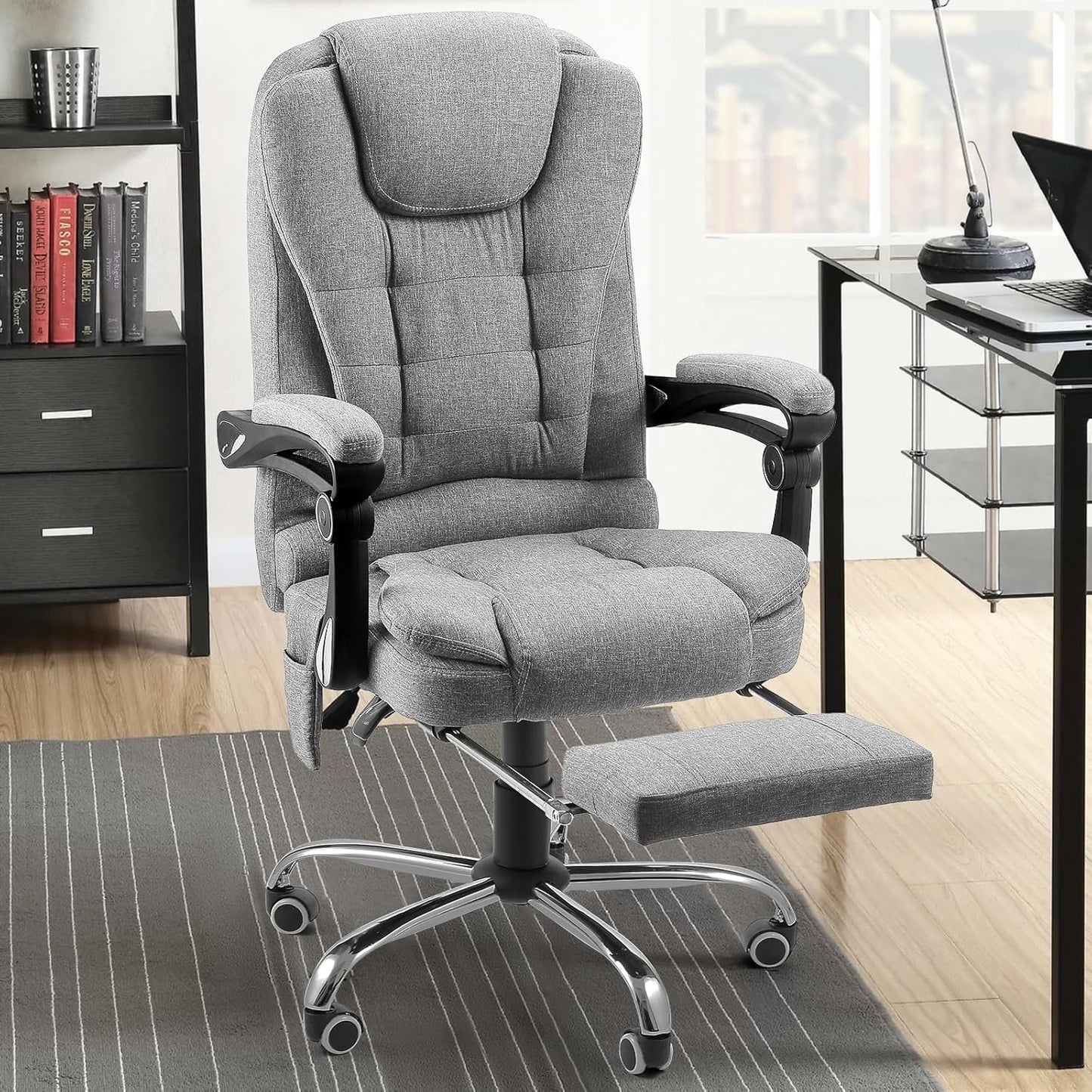 YODOLLA Ergonomic Office Chair with Heat&Massage, Fabric Gray
