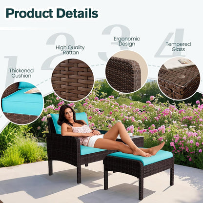 YODOLLA Outdoor 5 Pieces Patio Furniture Set, Blue