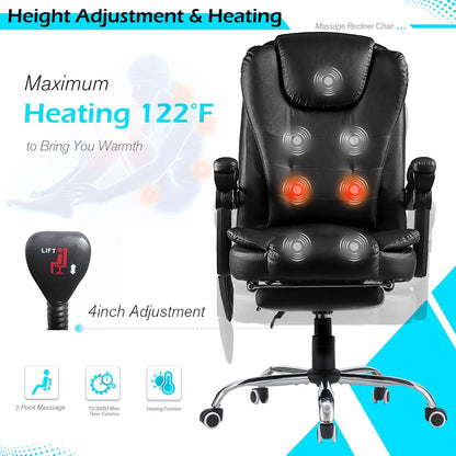 YODOLLA Ergonomic Office Chair with Heat&Massage, PU Leather Black