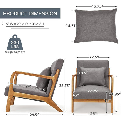 YODOLLA Accent Chair Reading Armchair, Linen Gray