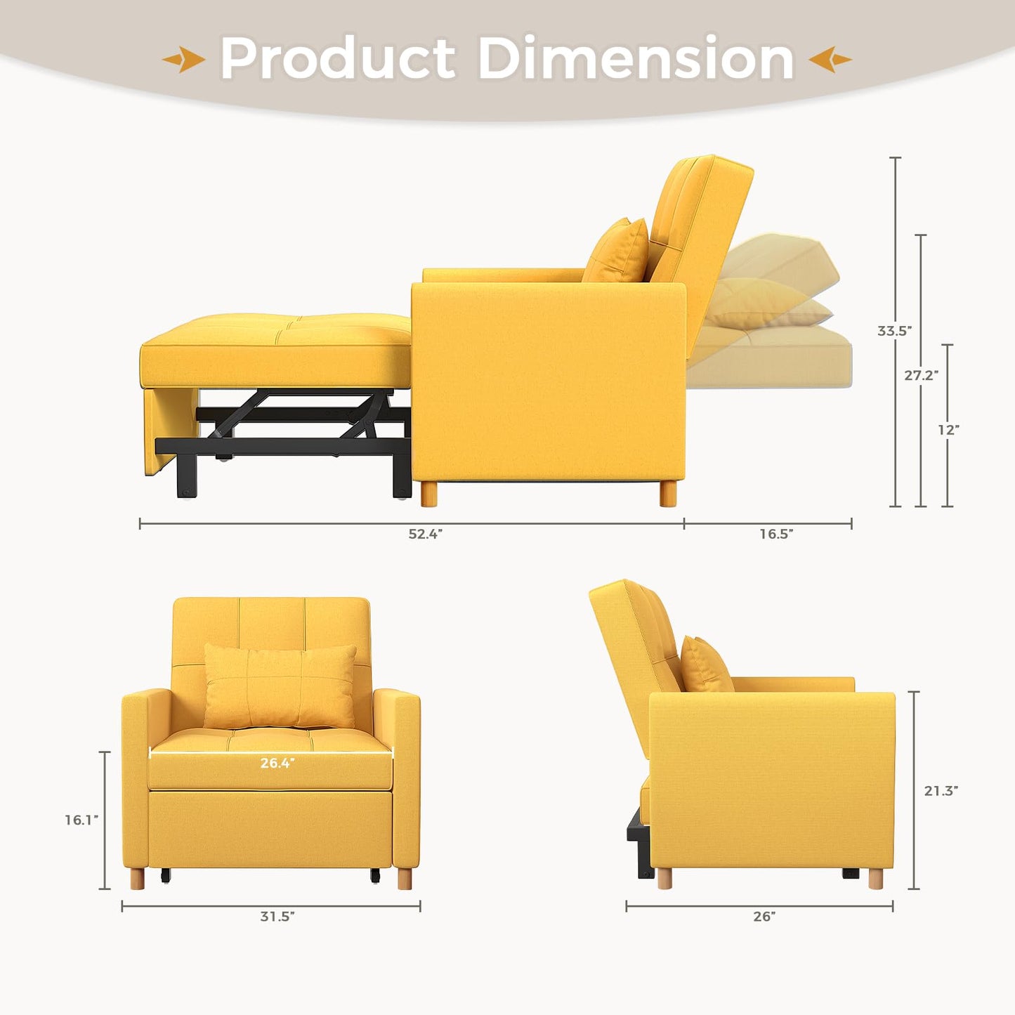 YODOLLA 3 in 1 Chair Bed Sleeper for Adults