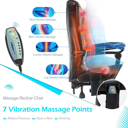 YODOLLA Ergonomic Office Chair with Heat&Massage, PU Leather Black