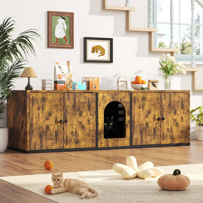 YODOLLA Cat Litter Box Enclosure with Double Room and Large Storage Space