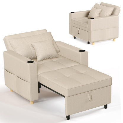 YODOLLA 36" Convertible Chair Bed, Beige