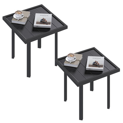YODOLLA Square Outdoor Side Table Pool End Table, Metal  Easy Maintenance  (2pcs)