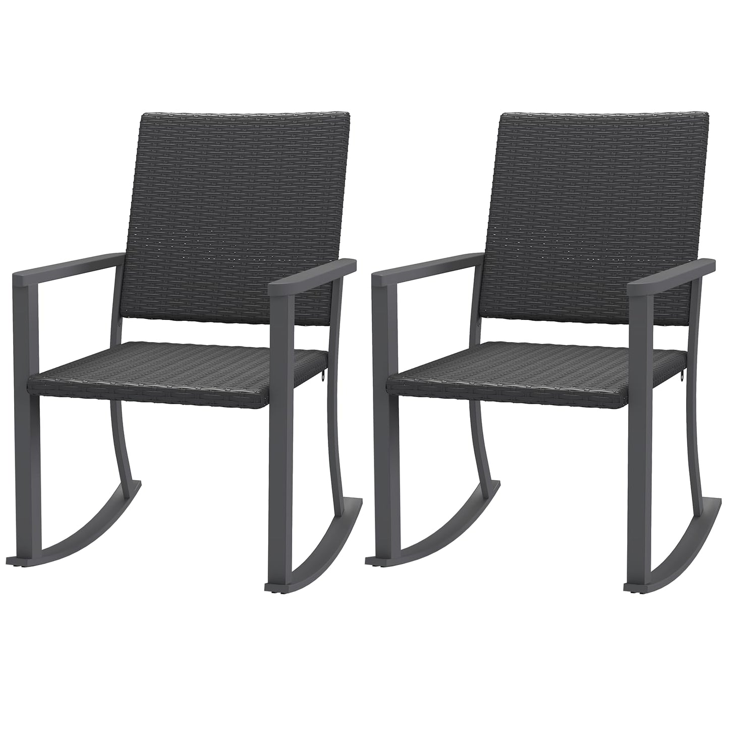 YODOLLA Outdoor Rattan Patio Chairs with Armrests and Metal Frame (2pcs)