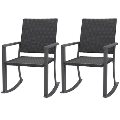 YODOLLA Outdoor Rattan Patio Chairs with Armrests and Metal Frame (2pcs)