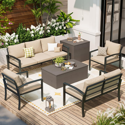YODOLLA 6 Pieces Metal Patio Furniture Set, Beige