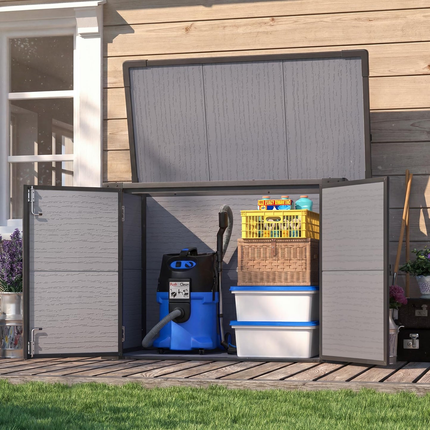 YODOLLA Resin Outdoor Storage Cabinet 23 Cu.Ft Box Weatherproof