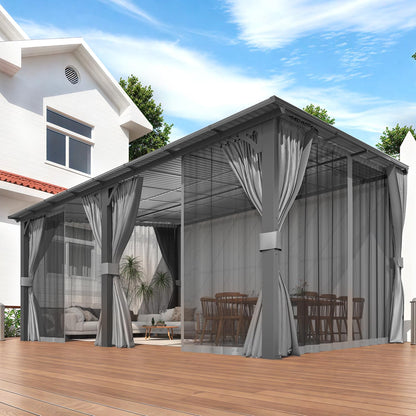 YODOLLA 16' x 12' Gazebo Outdoor Pergola with Curtains and Netting