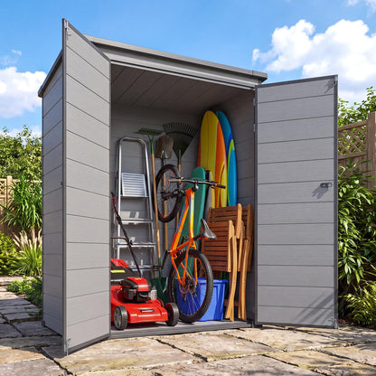 YODOLLA 3'x5' Resin Outdoor Storage Shed, Lean to Plastic Shed with Base