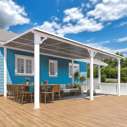 YODOLLA 16'x12' Wall Mounted Gazebos Pergola, White